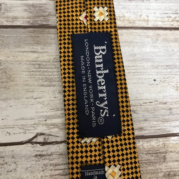 Burberry Gold Printed Silk Tie - Picture 4 of 4